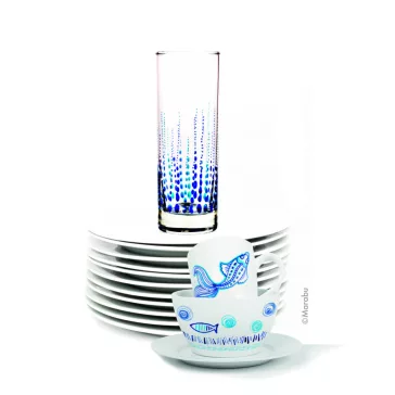   Marabu Porcelain & Glas filctoll szett - "Seaside", 3 x 1-2 mm